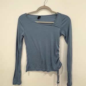 DAZY BLUE ASYMMETRICAL NECKLINE TOP